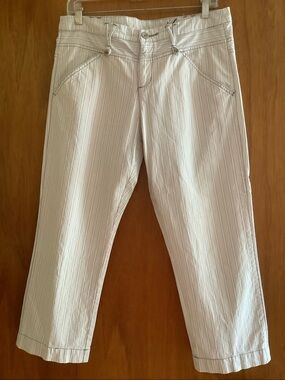 Striped Light Blue Cropped Jeans - Women's Casual Ankle Jeans